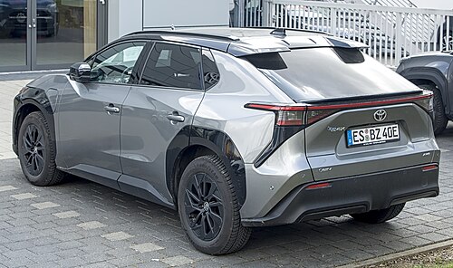 Rear view of Toyota bZ4X AWD (facelift, Europe)