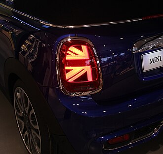 Union Jack rear lights lit-up