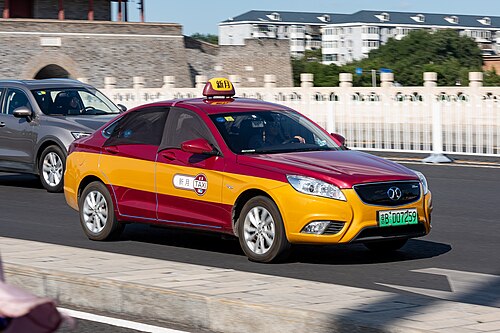 BJEV EU300 taxi (red and yellow)