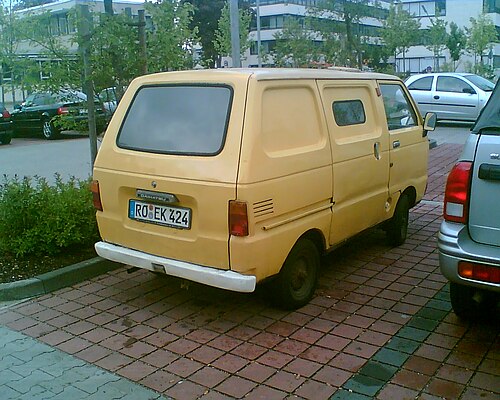 Rear view of late (export) panelled van version